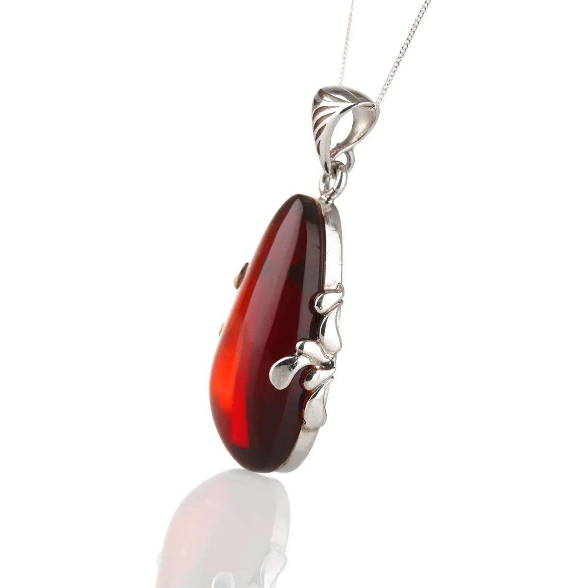 Red Amber Drop - Irischer Anhänger aus honigfarbenem Bernstein & Sterling Silber-Copy