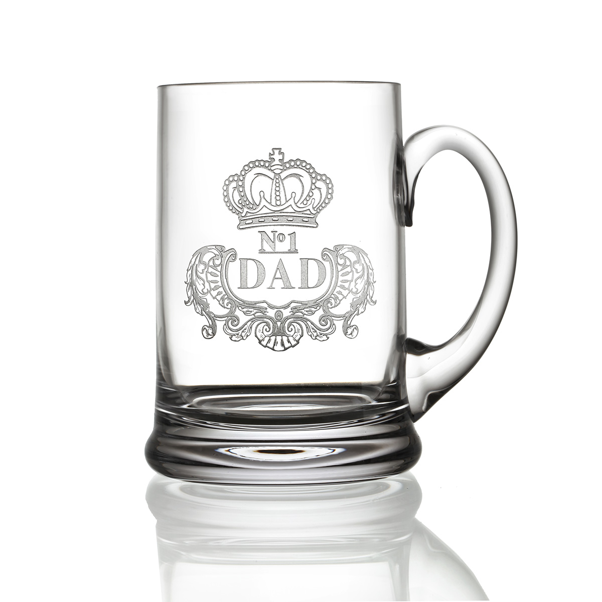 No.1 DAD - Handgefertigtes One Pint Bierglas - Kristallglas mit Gravur