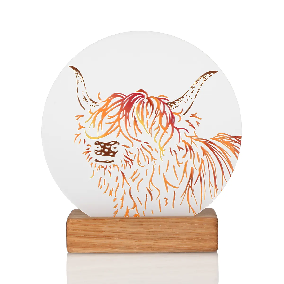 Coo Moments - Highland Cow Teelichthalter aus recyceltem Whiskyfass