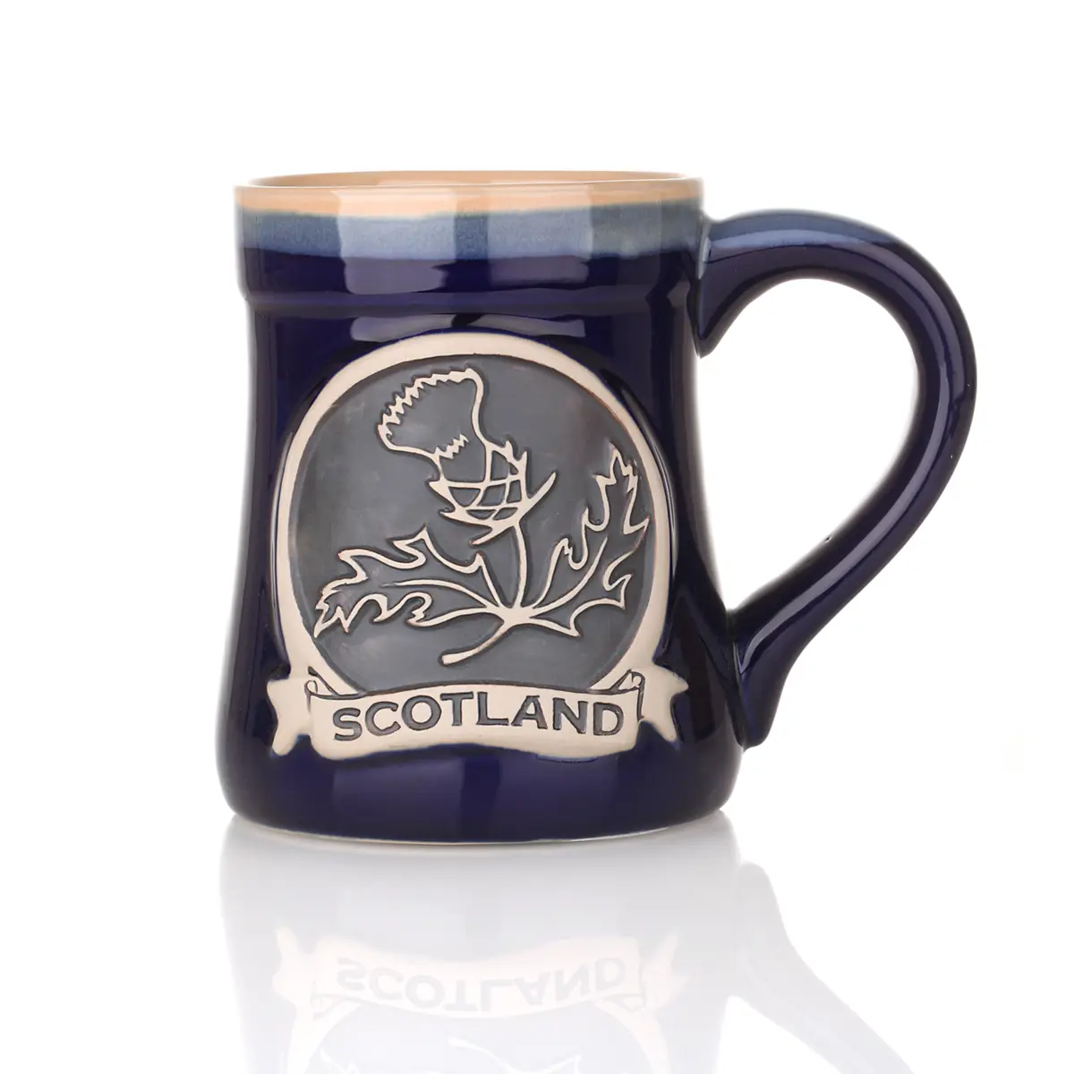 Scotland Thistle Stoneware Mug - Schottische Distel Keramik Becher in Blau