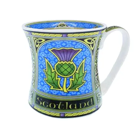 Scottish Thistle Window Mug  - Kaffeebecher mit schottischer Distel & keltischen Mustern 