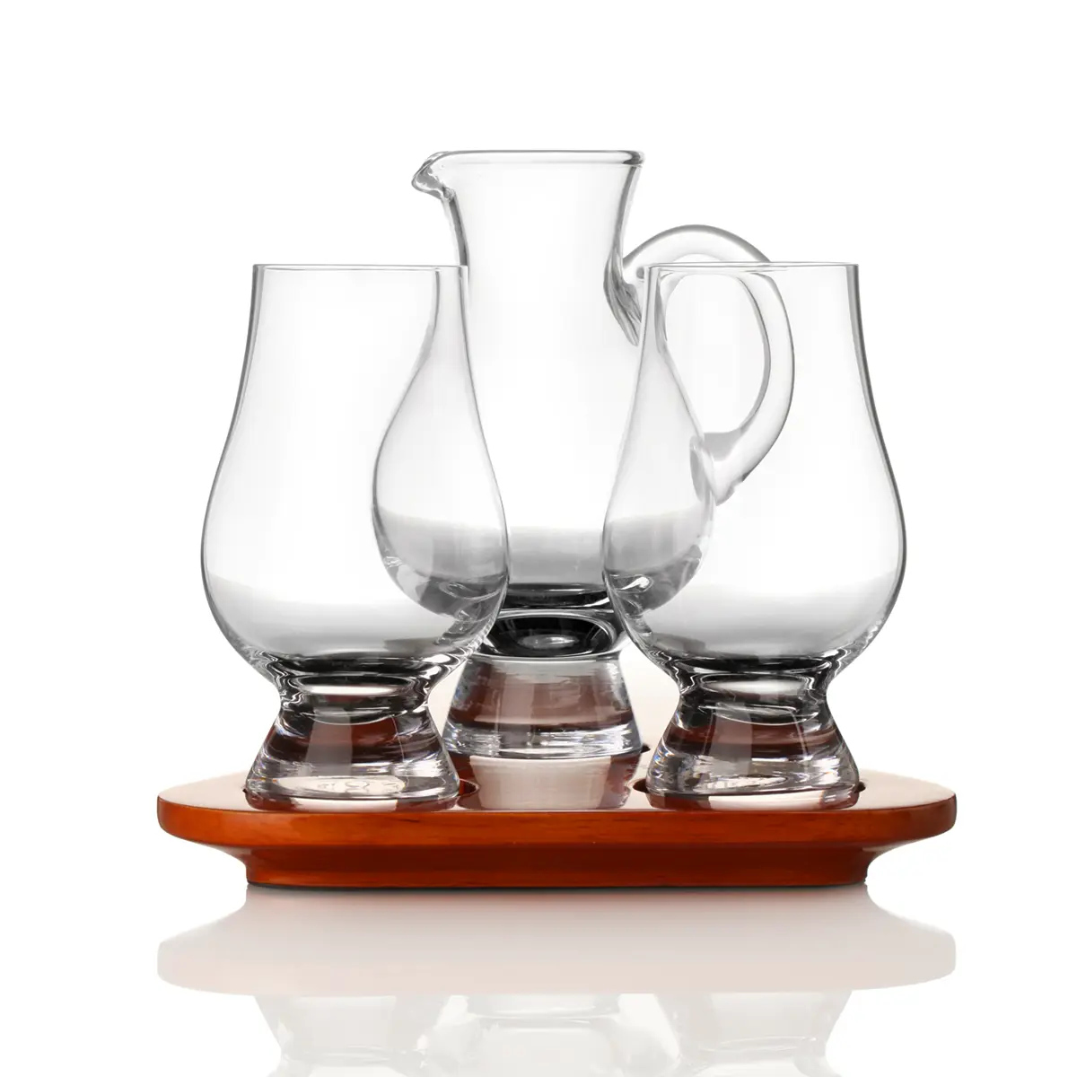 Glencairn Flight Tray Tasting Set - 2 Whisky Gläser & Wasserkrug mit Eichentablett