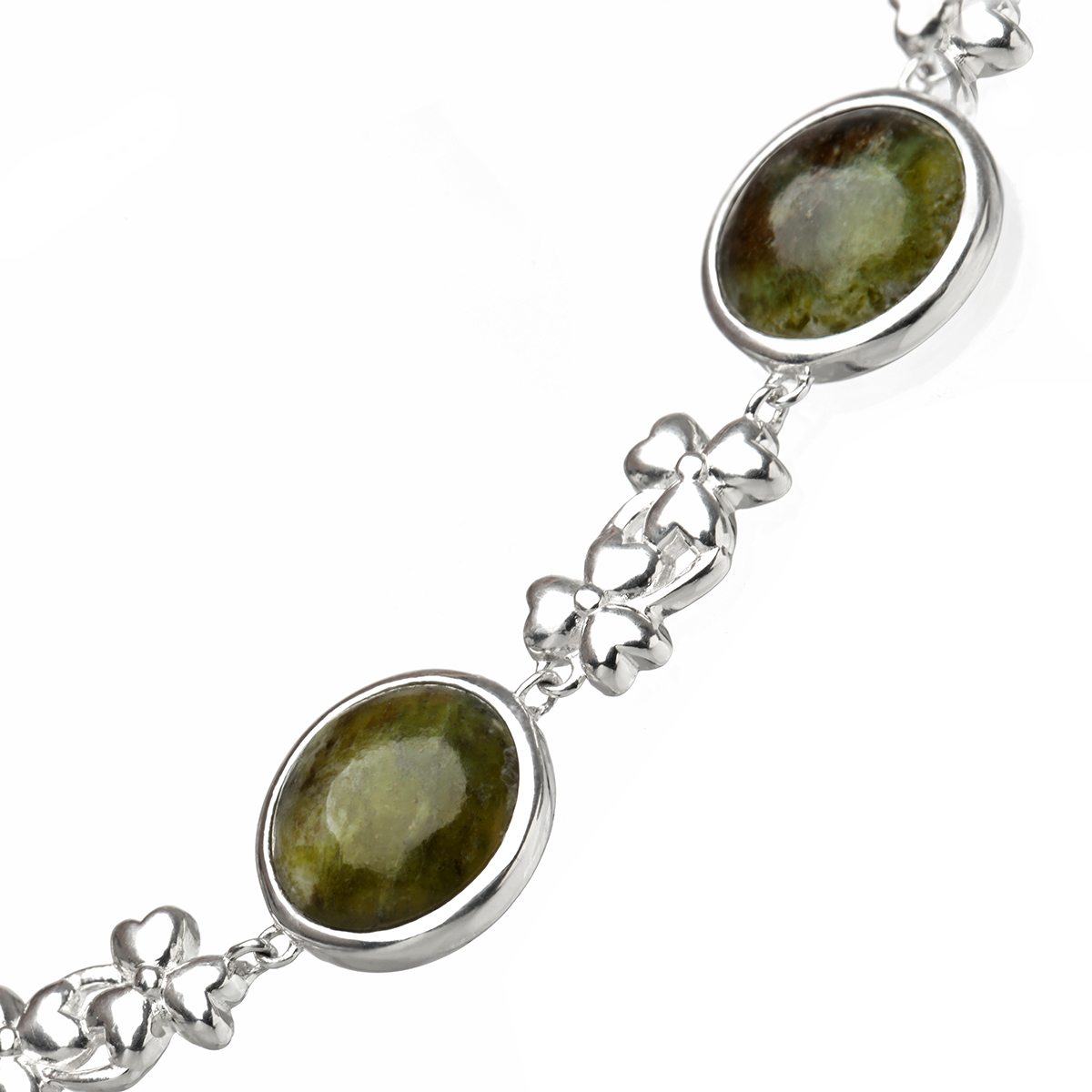 irland-connemara-marmor-armband-silber-0085A1BjUTyvFO3I Irish Shamrock Armband aus Sterlingsilber mit Kleeblättern aus Connemara Marmor