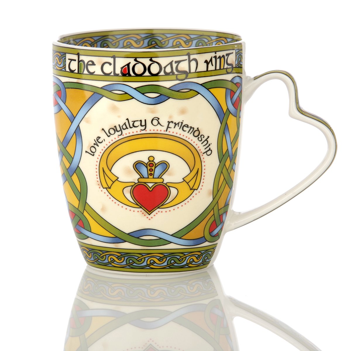 Kaffeebecher-Mug-Irland-claddagh-ring-005 Claddagh Mug - Kaffeebecher aus Irland mit Claddagh Ring & keltischem Muster