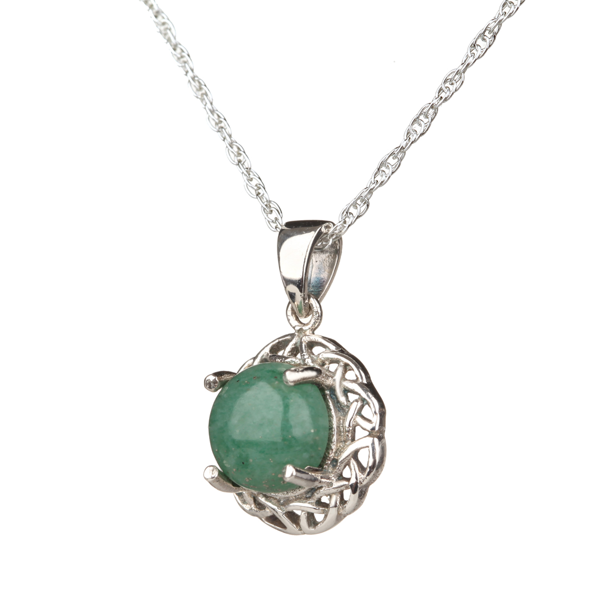 kette-anhaenger-schottisch-keltisch-jade-gruen-008 Runder keltischer Anhänger aus Schottland -  Sterling Silber & grüne Jade