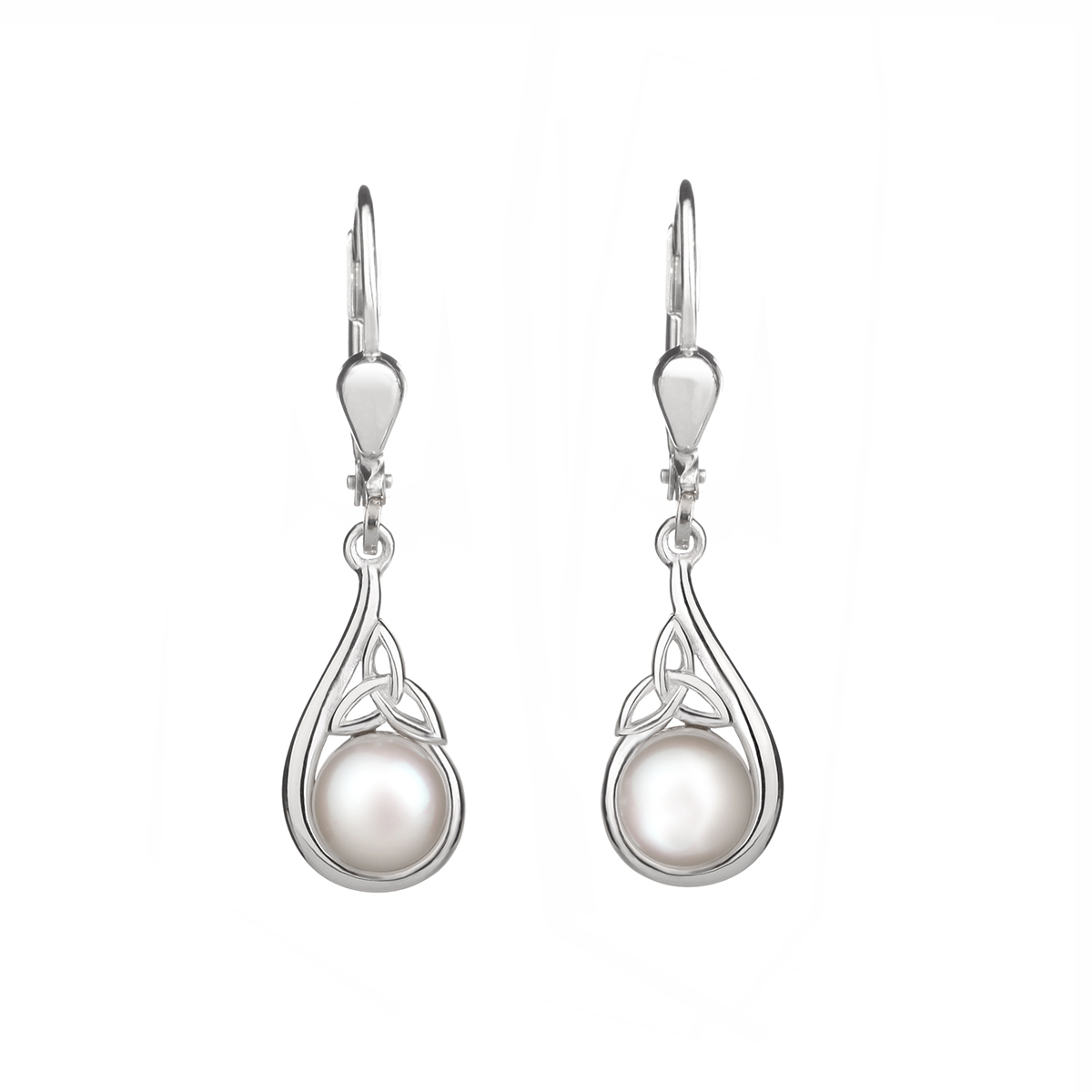 Trinity Pearl Ohrhänger - Sterling Silber mit Perlen - handgefertigt in Irland