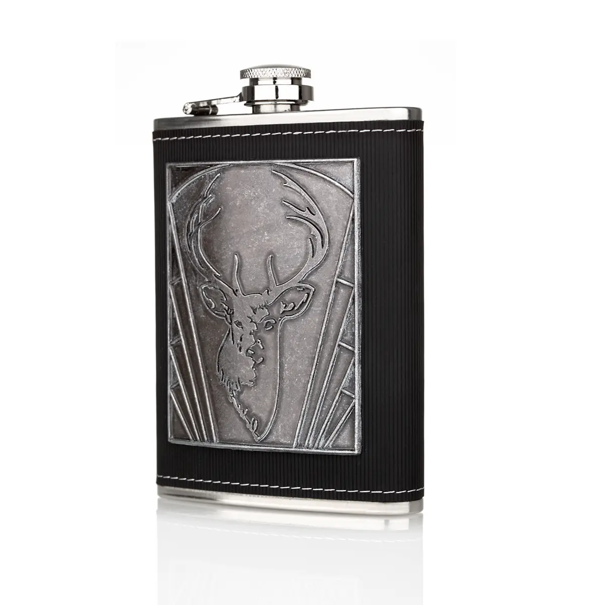 flachmann-hip-flask-edelstahl-schottland-stag-hirsch-006 Stag Head Hip Flask - Schottischer Hirsch Flachmann aus Edelstahl