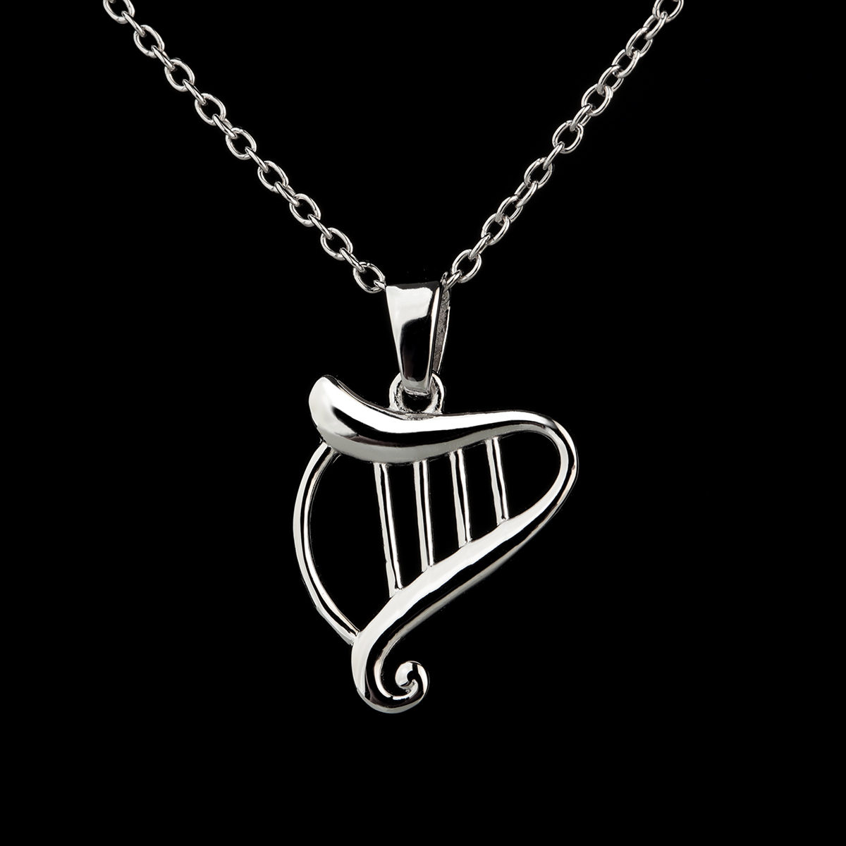 harfe-celtic-harp-kette-irland-001 Nouveau Irish Harp Kette - Irische Harfe aus Sterling Silber