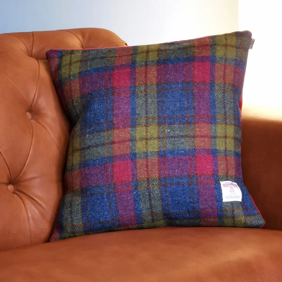 Harris Tweed Kissen aus Schottland in Multi Color Tartan - 45 x 45 cm