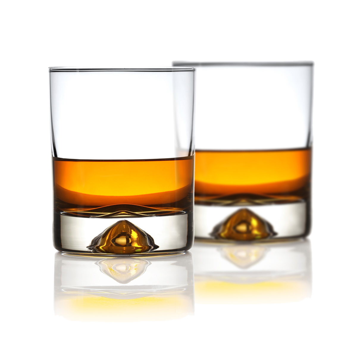 2 x Classic Whisky Tumbler (Dimple Base) - Handgefertigt aus Kristallglas