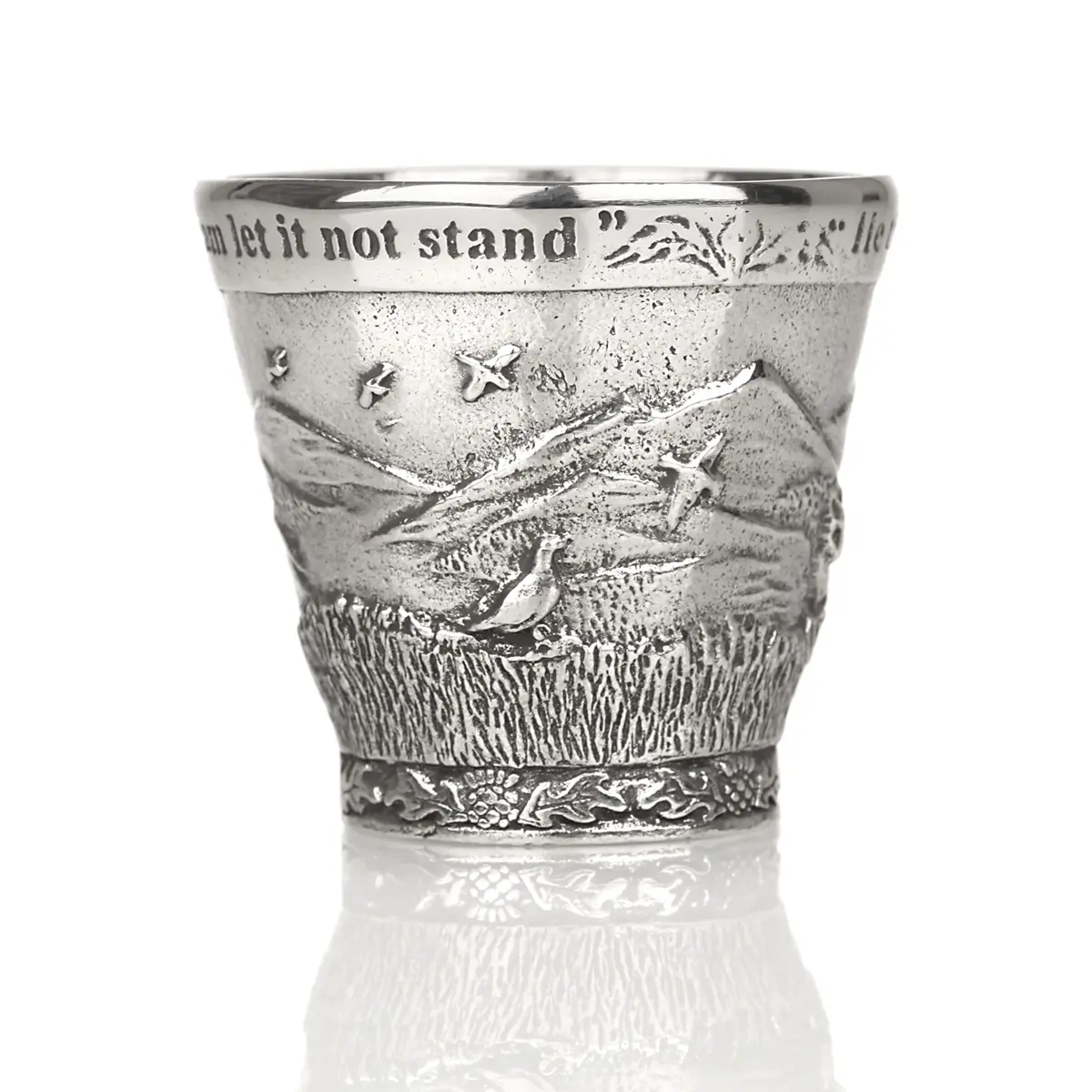 shot-glas-becher-silber-zinn-shottland-highlands-003 Highland Dram Cup Shotbecher - keltischer Schnapsbecher aus Zinn
