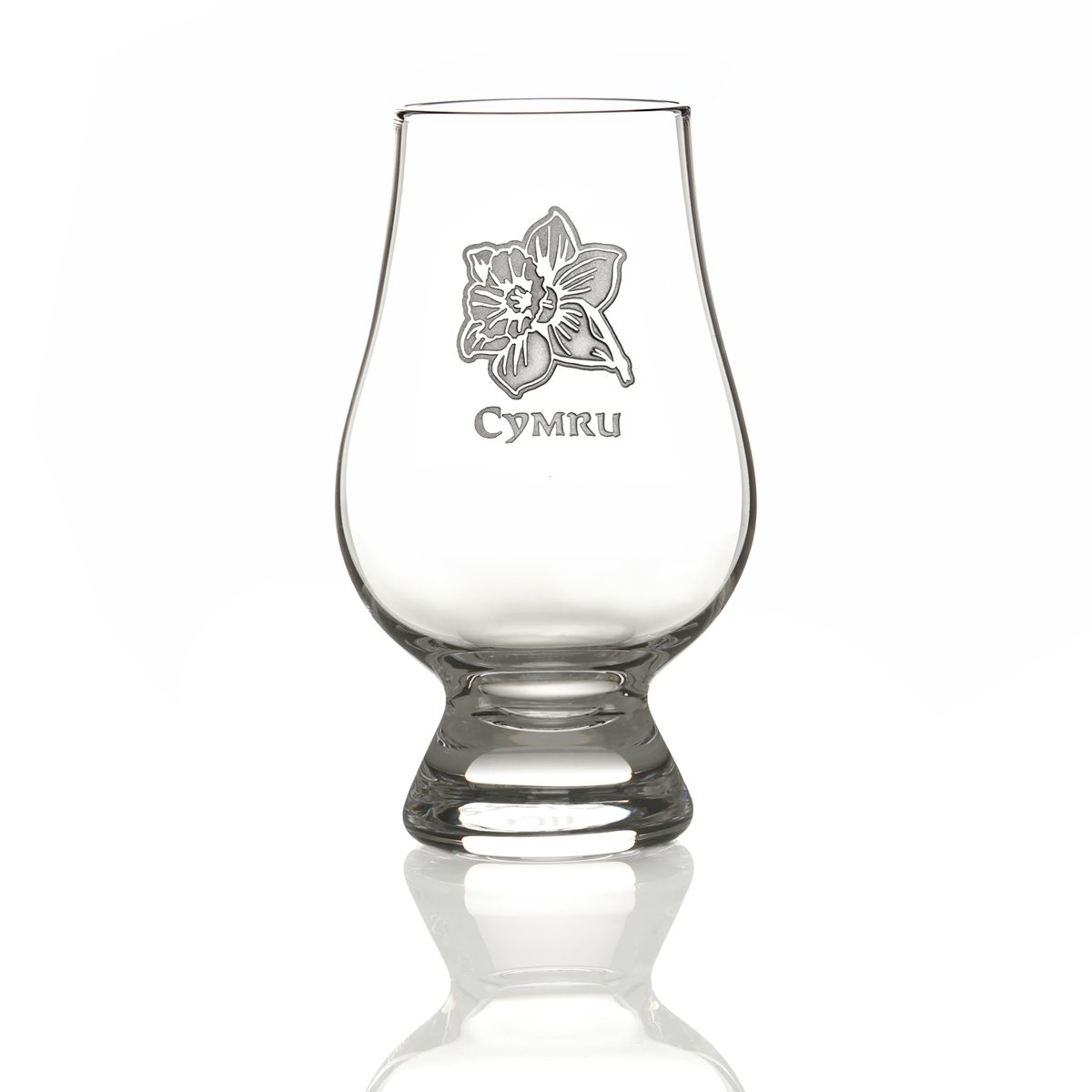Glencairn Whisky Tasting Glas mit Gravur 'Cymru' (Wales) & walisische Narzisse