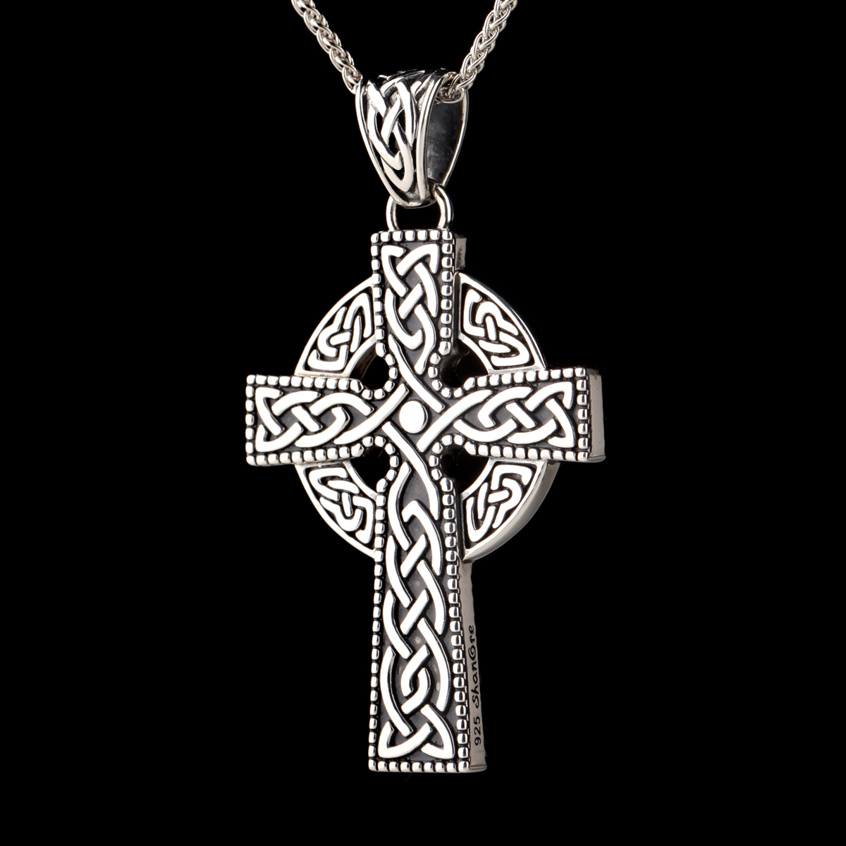 Great Celtic Cross - großes keltisches Kreuz aus Sterling Silber - handgefertigt in Irland