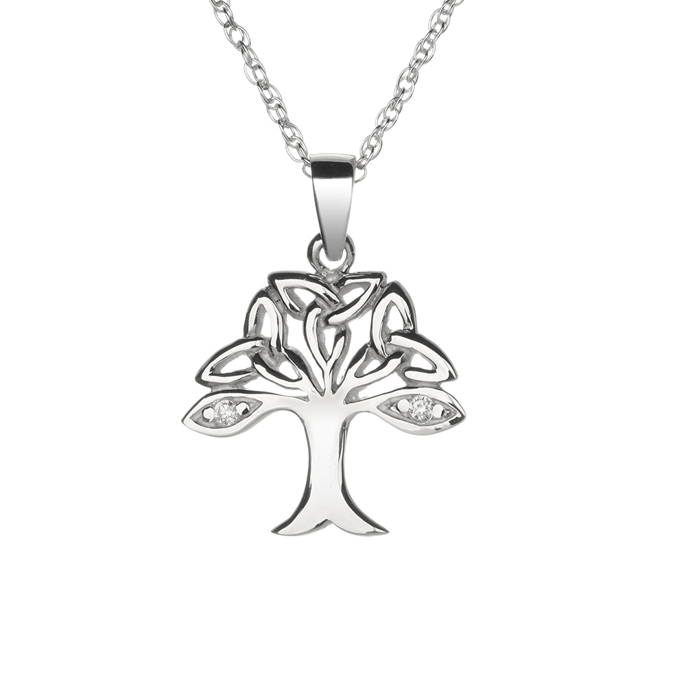 Trinity Tree of Life - Keltische Lebensbaum Kette aus Schottland - Silber & Kristall