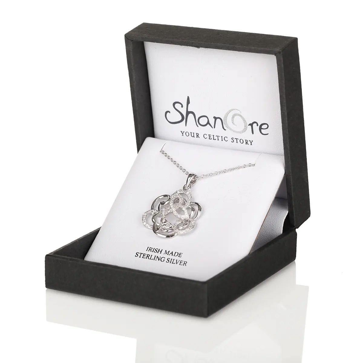 Kette-Anhaeger-keltisch-trinity-kristall-silber-004a Trinity Celtic Crystal - Keltische Kette aus Irland - Sterling Silber & Kristall