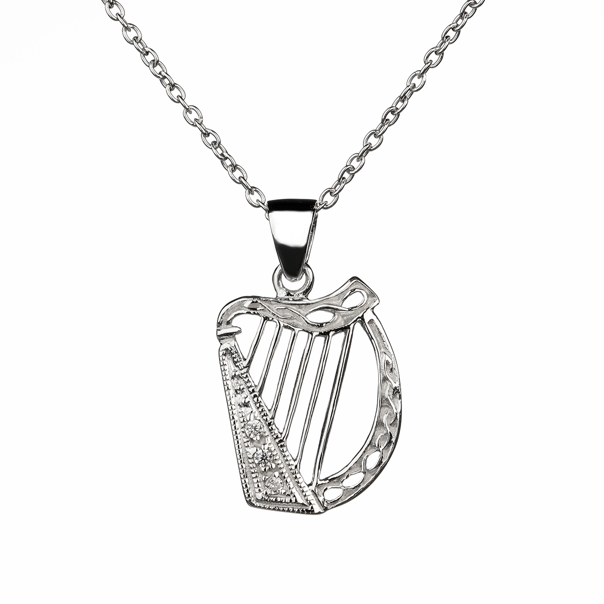 Celtic Harp Kette - Irische Harfe aus Sterling Silber - Handgefertigt in Irland