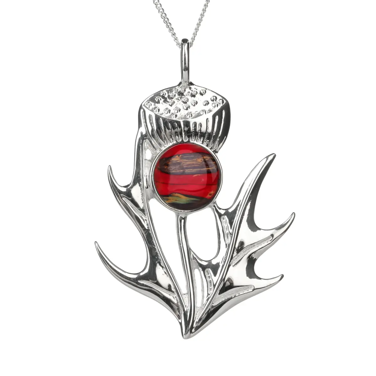 kette-anhaenger-schottischer-heathergem-schmuck-silber-037 Heathergem Thistle Kette - Schottische Distel aus Sterlingsilber & Heide