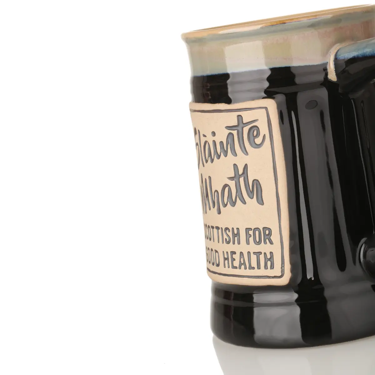 bier-krug-becher-tankard-schottland-slainte-math-013Zp7BONu688HIB Slàinte Mhath - Schottischer 1 Pint Keramik Bierkrug - Schwarz