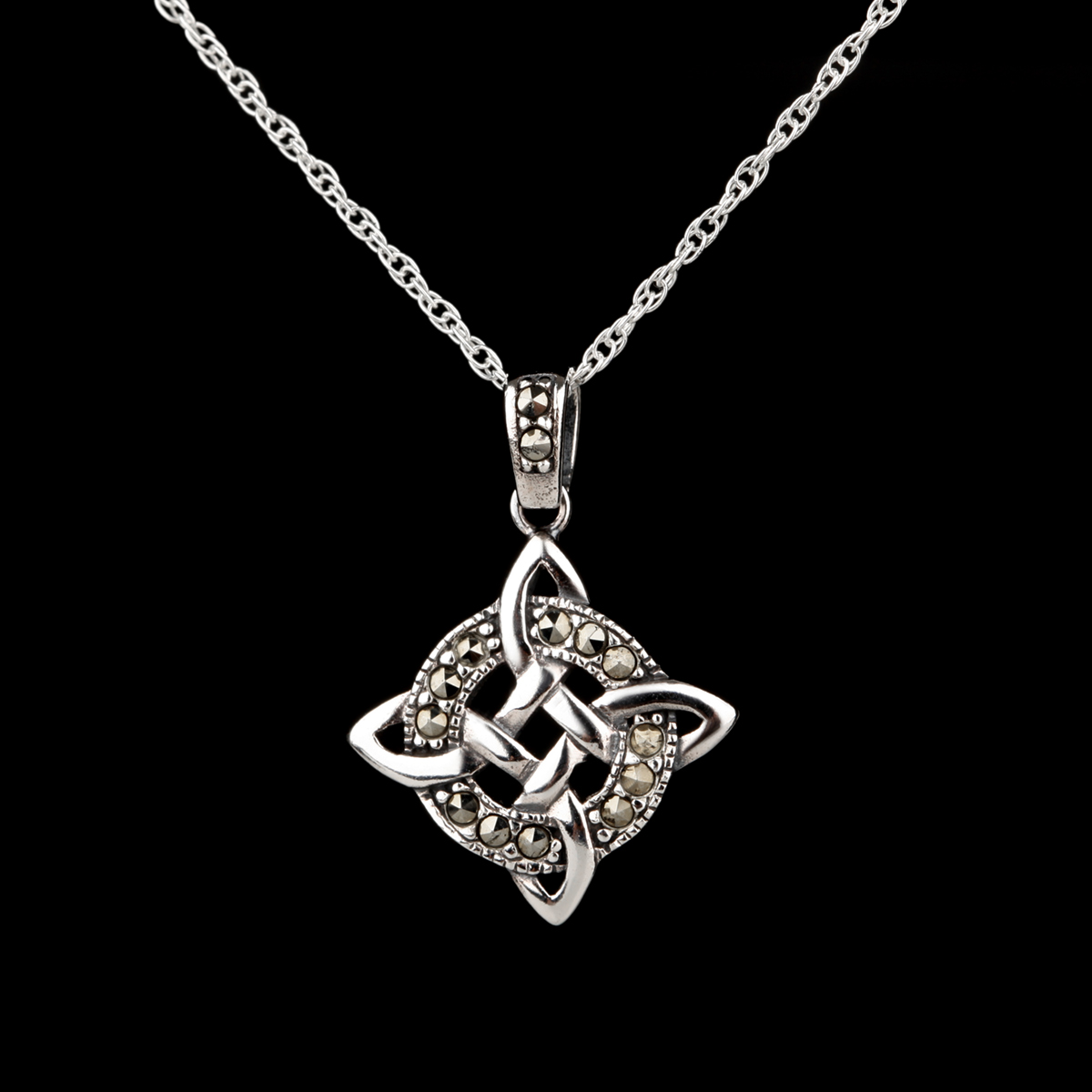kette-anhaenger-keltisch-silber-markasit-schottland-003 Celtic Crystal Kette - keltischer Anhänger aus Sterling Silber & Markasit