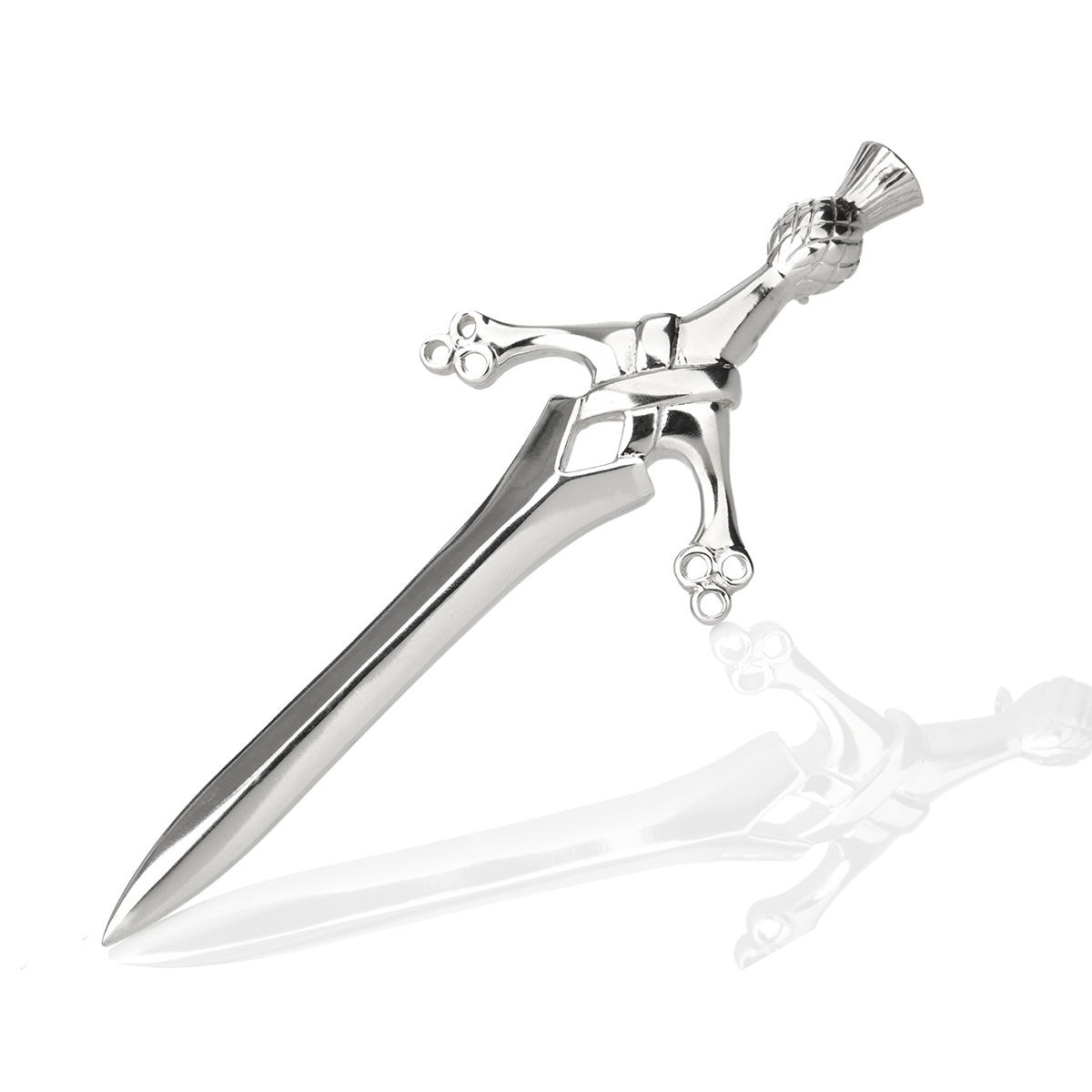 Thistle & Sword Kilt Pin - Schwert & schottische Distel aus Sterling Silber