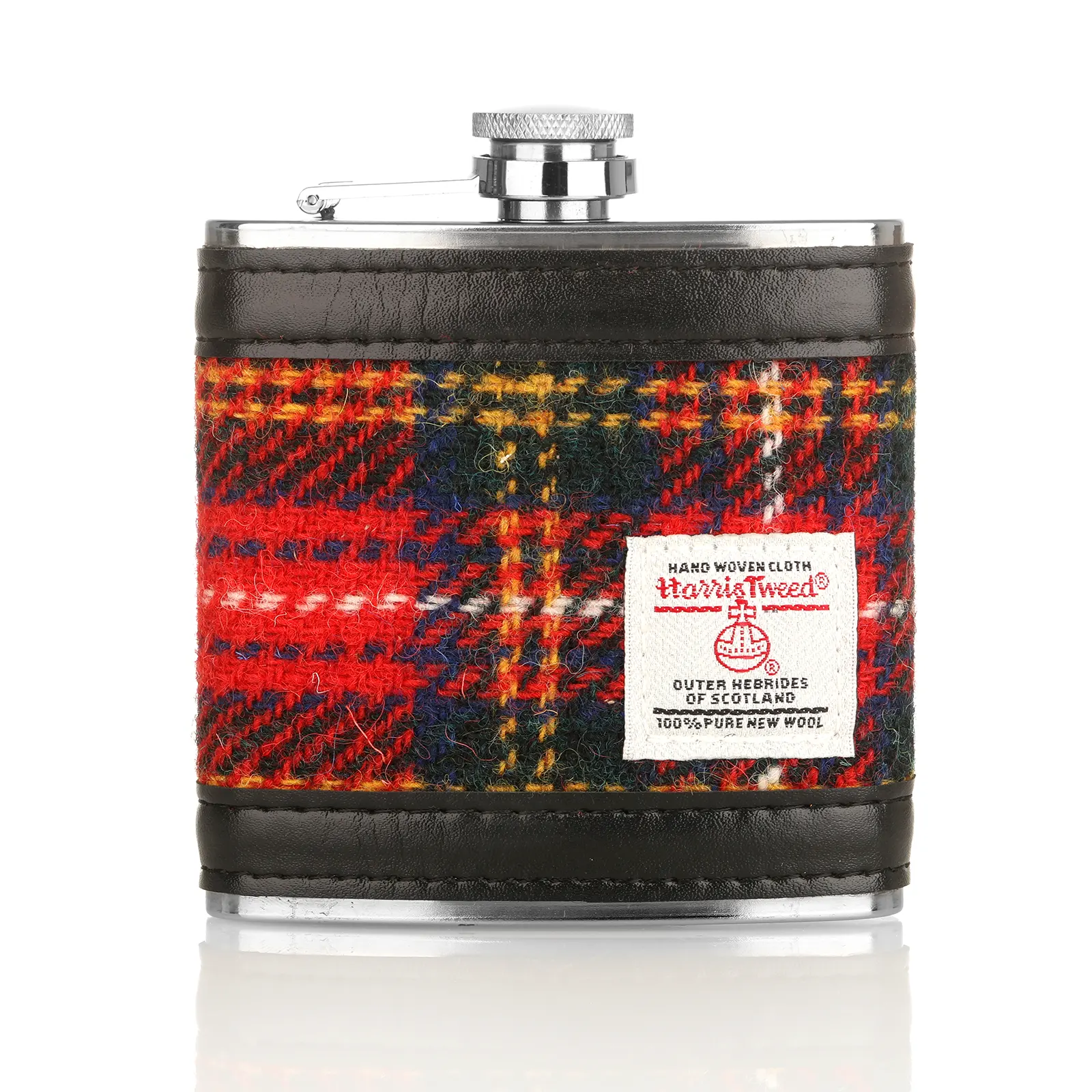 Harris Tweed Flachmann aus Schottland in Royal Stewart Tartan