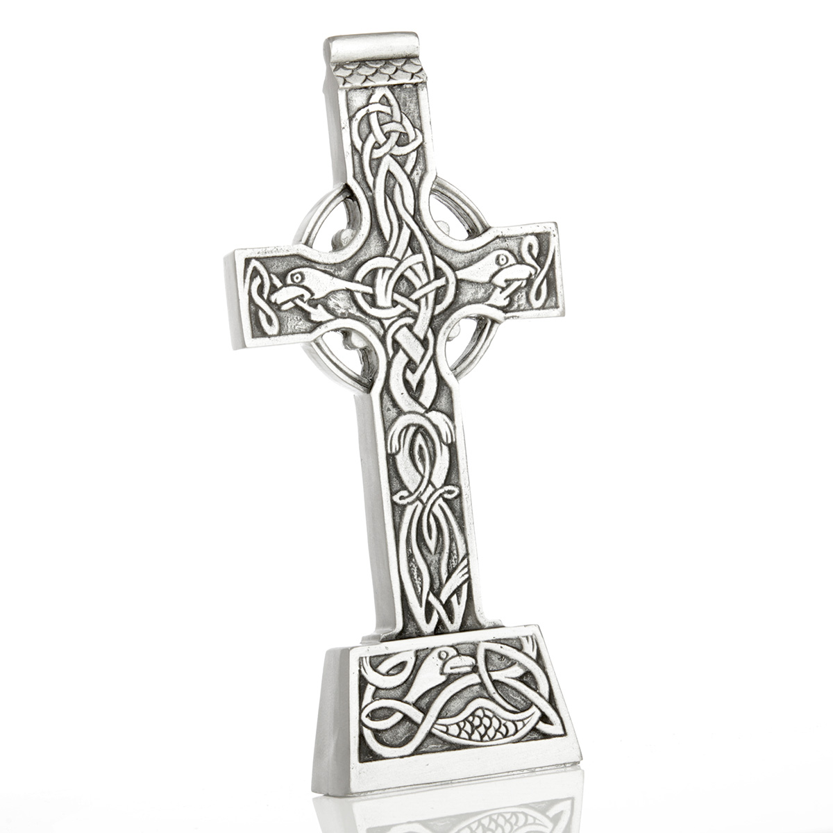 kreuz-keltisch-zinn-004 Great Celtic Cross - reich verziertes keltisches Kreuz - Handgefertigt in Irland