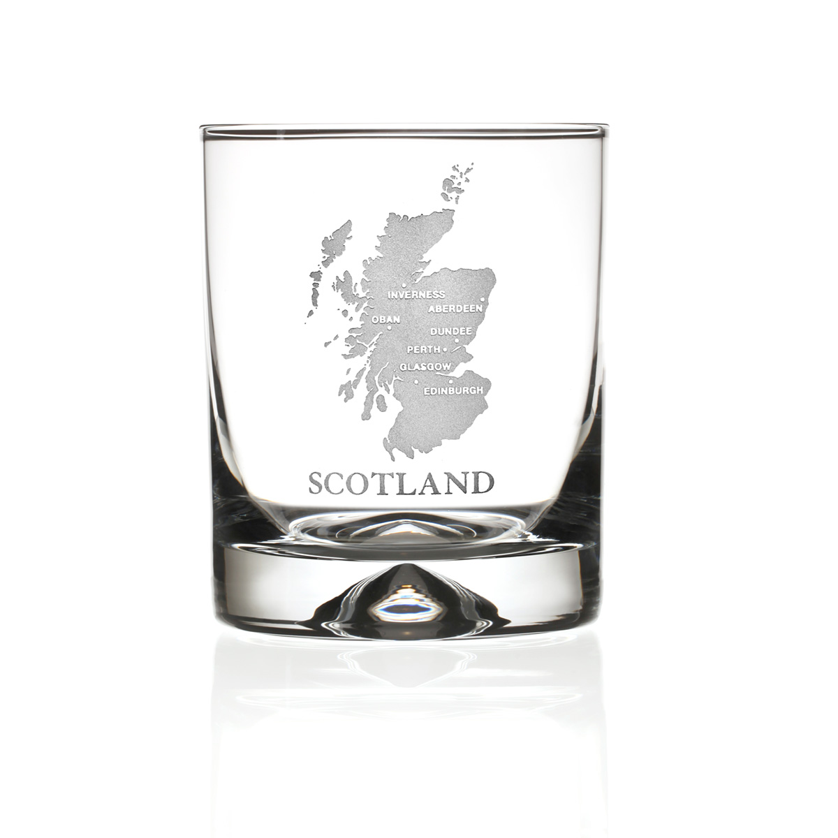 Map Of Scotland - Handgefertigter Whisky Tumbler aus Kristallglas mit Gravur