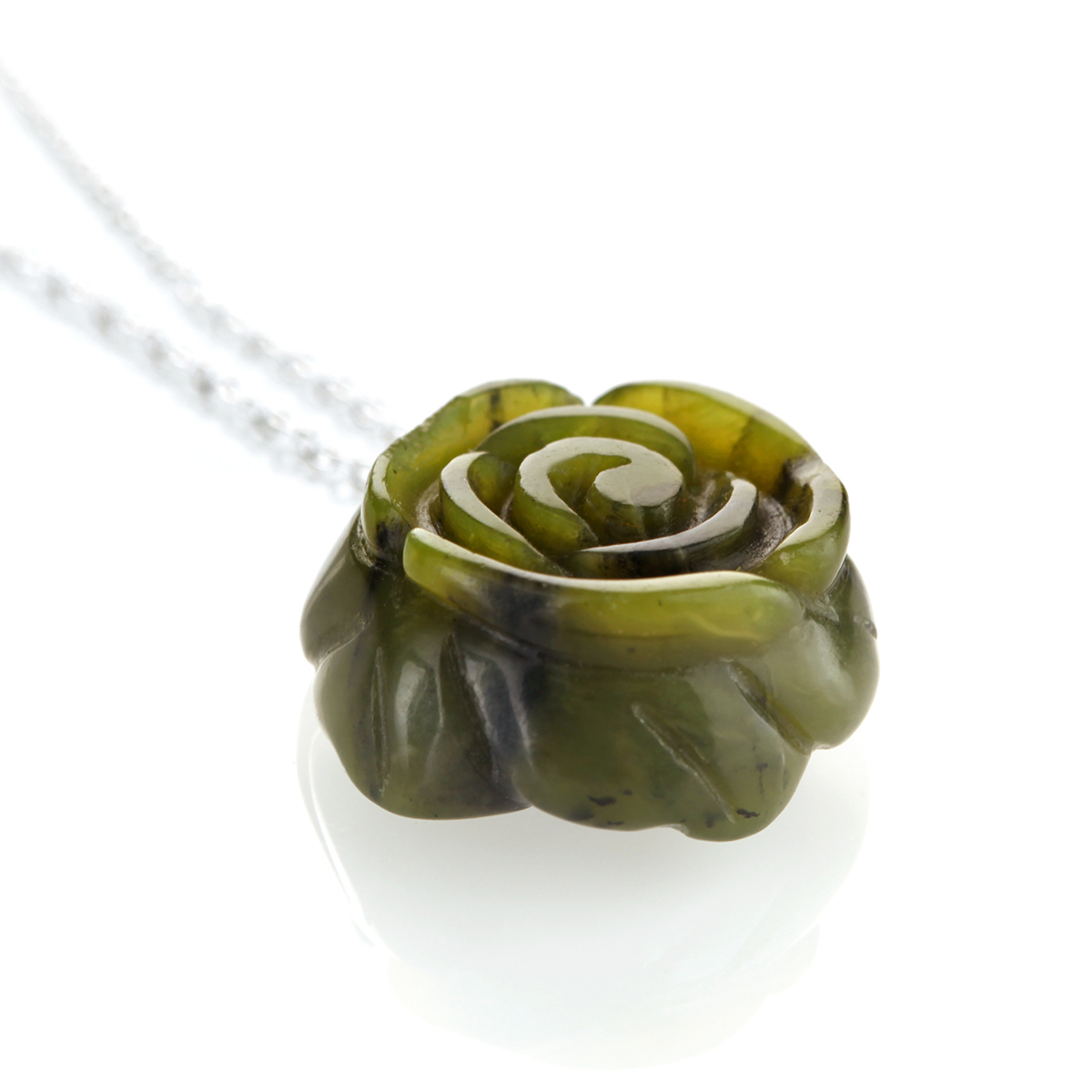 kette-rose-connemara-marmor-silber-002 Shamrock Rose - Irische Rose Kette aus grünem Connemara Marmor & Sterling Silber