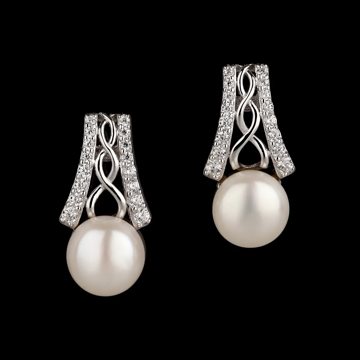 ohrstecker-perle-kristall-silber-irland-003 Trinity Pearl - Keltische Ohrstecker aus Irland - Sterling Silber mit Kristall & Perlen