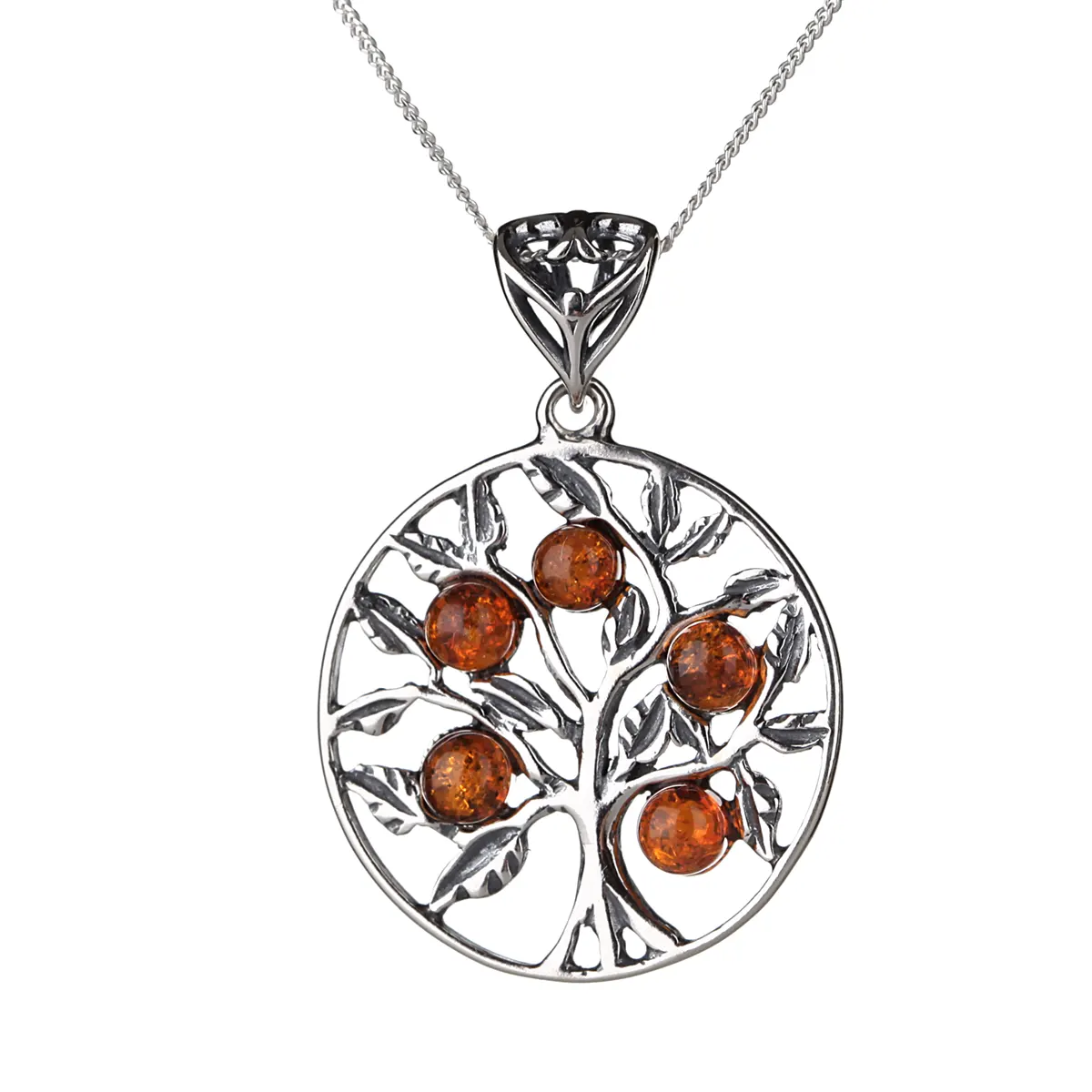 Honey Amber Tree Of Life - Irische Lebensbaum Kette aus honigfarbenem Bernstein & Sterling Silber Honey Amber Tree Of Life - Irische Lebensbaum Kette aus honigfarbenem Bernstein & Sterling Silber