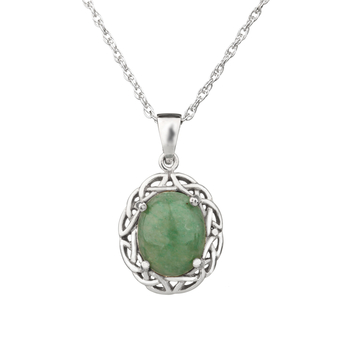 kette-anhaenger-keltisch-silber-gruen-jade-schottland-002 Ovaler keltischer Anhänger aus Schottland -  Sterling Silber & grüne Jade