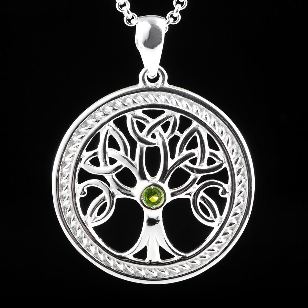 Trinity Tree of Life Kette  & Anhänger aus Irland - Sterling Silber & Kristall 