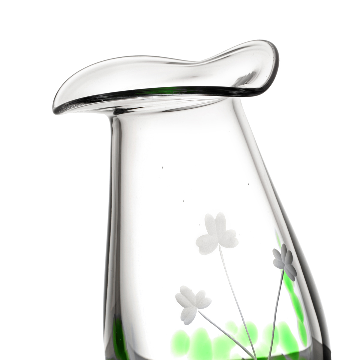 vase-kristall-glas-irland-irish-shamrock-kleeblatt-006 Irish Shamrock Posy Vase aus Kristallglas - Handgefertigt in Irland