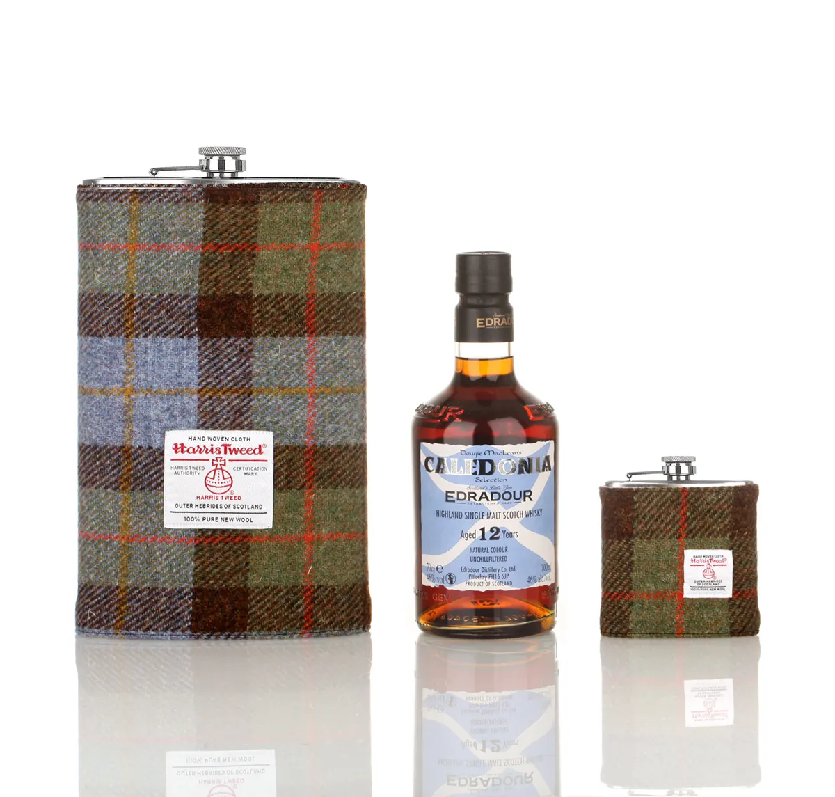 Gigantischer  1,6 Liter Harris Tweed Flachmann aus Schottland in MacLeod Tartan