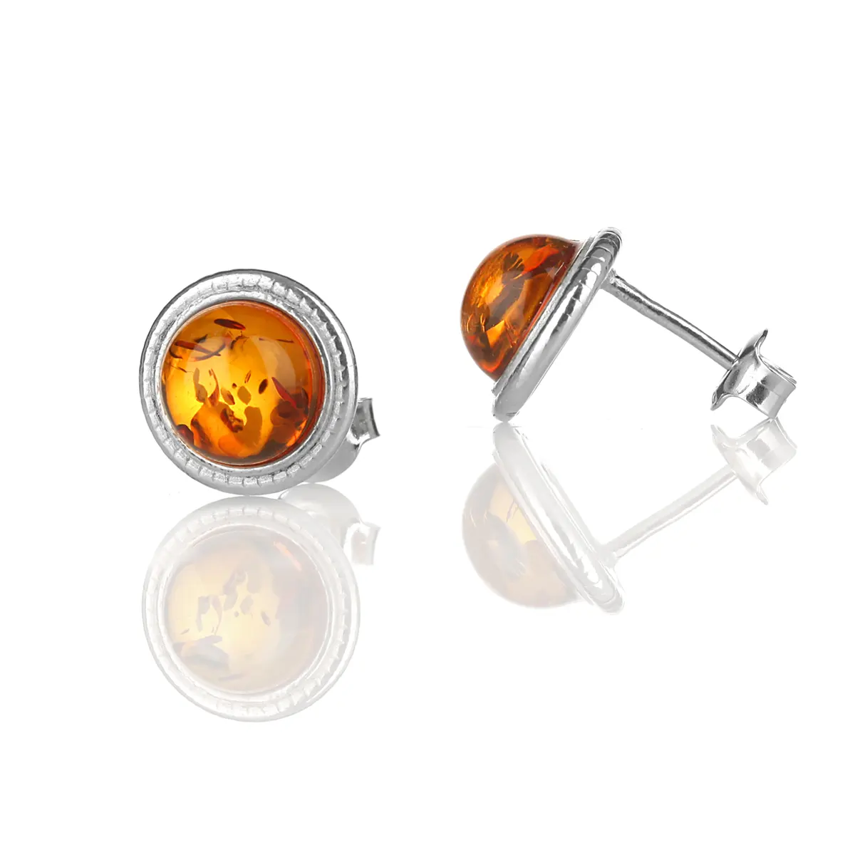 ohrstecker-ohrringe-bernstein-amber-gelb-silber-irland-003 Amber Circle - Irische Ohrstecker aus honigfarbenem Bernstein & Sterling Silber