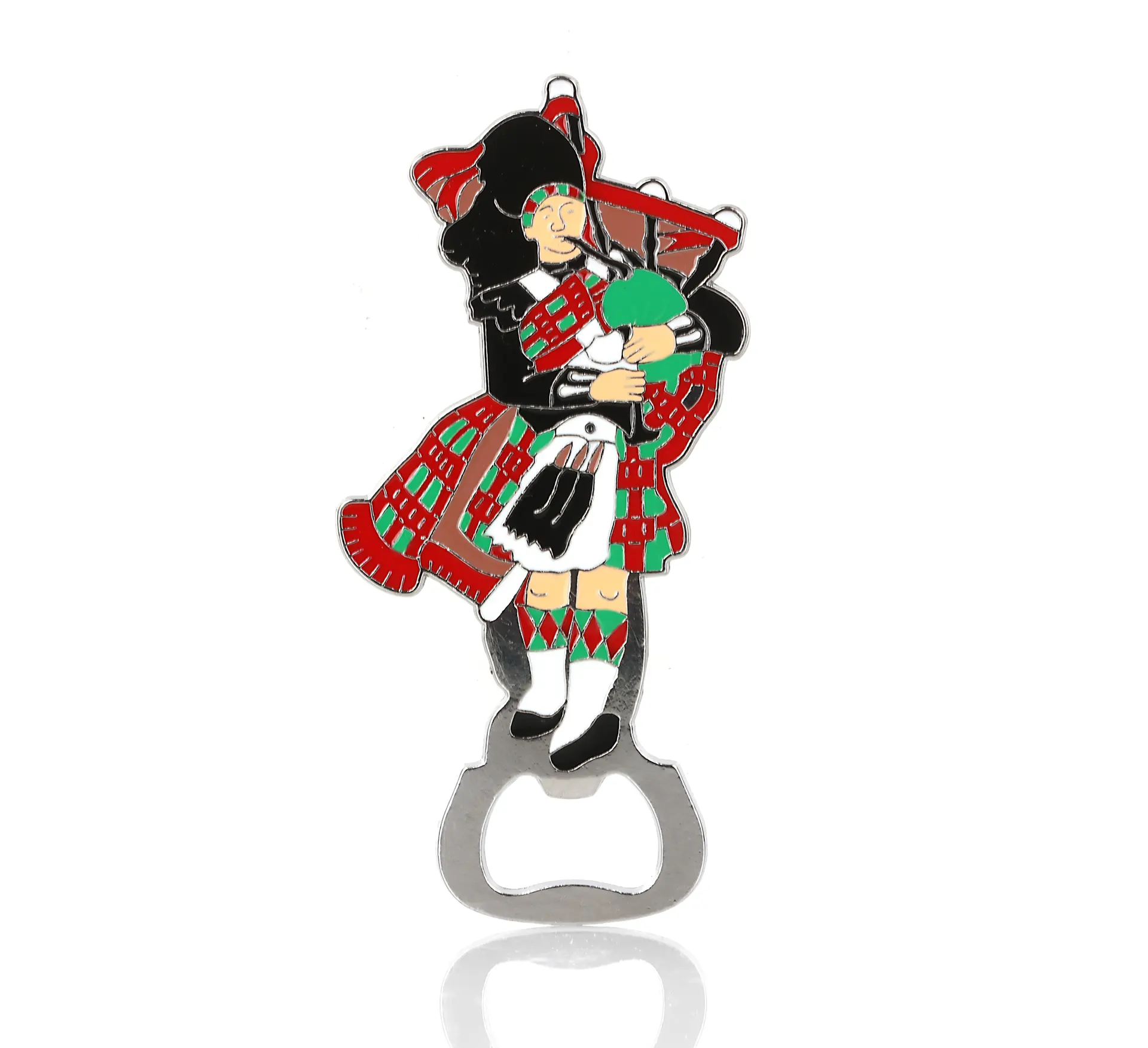 Magnetischer Highland Piper Flaschenöffner aus Metall & Emaille – Handbemalt Mit Dudelsackbläser-Motiv