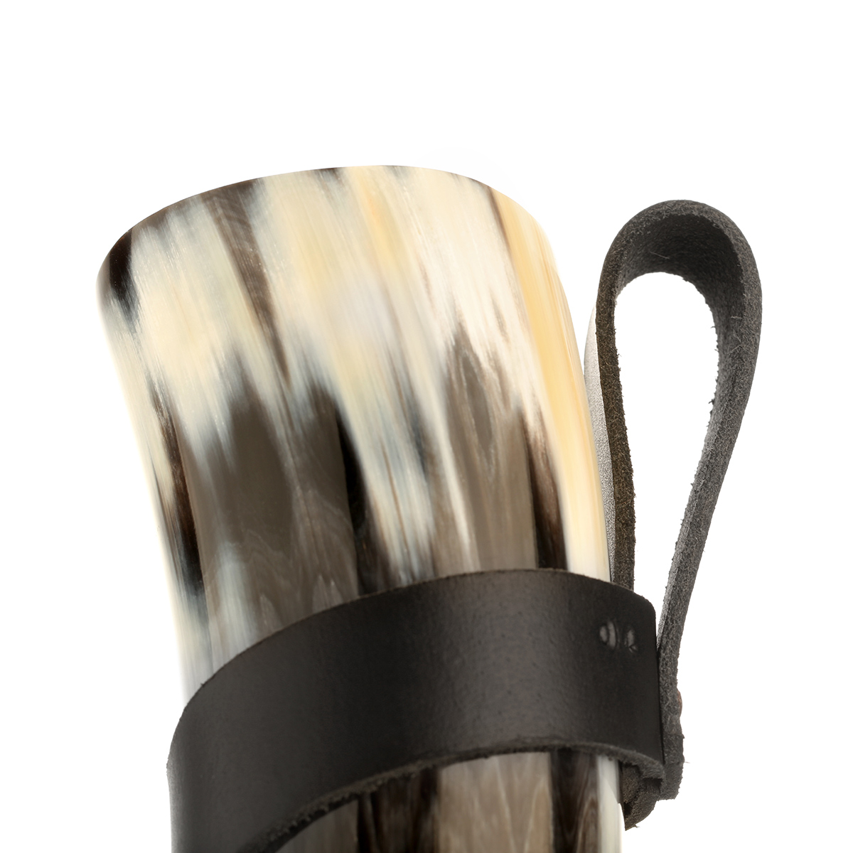 Wikinger Trinkhorn Set mit Lederhalter - 0,5 Liter - echtes Horn