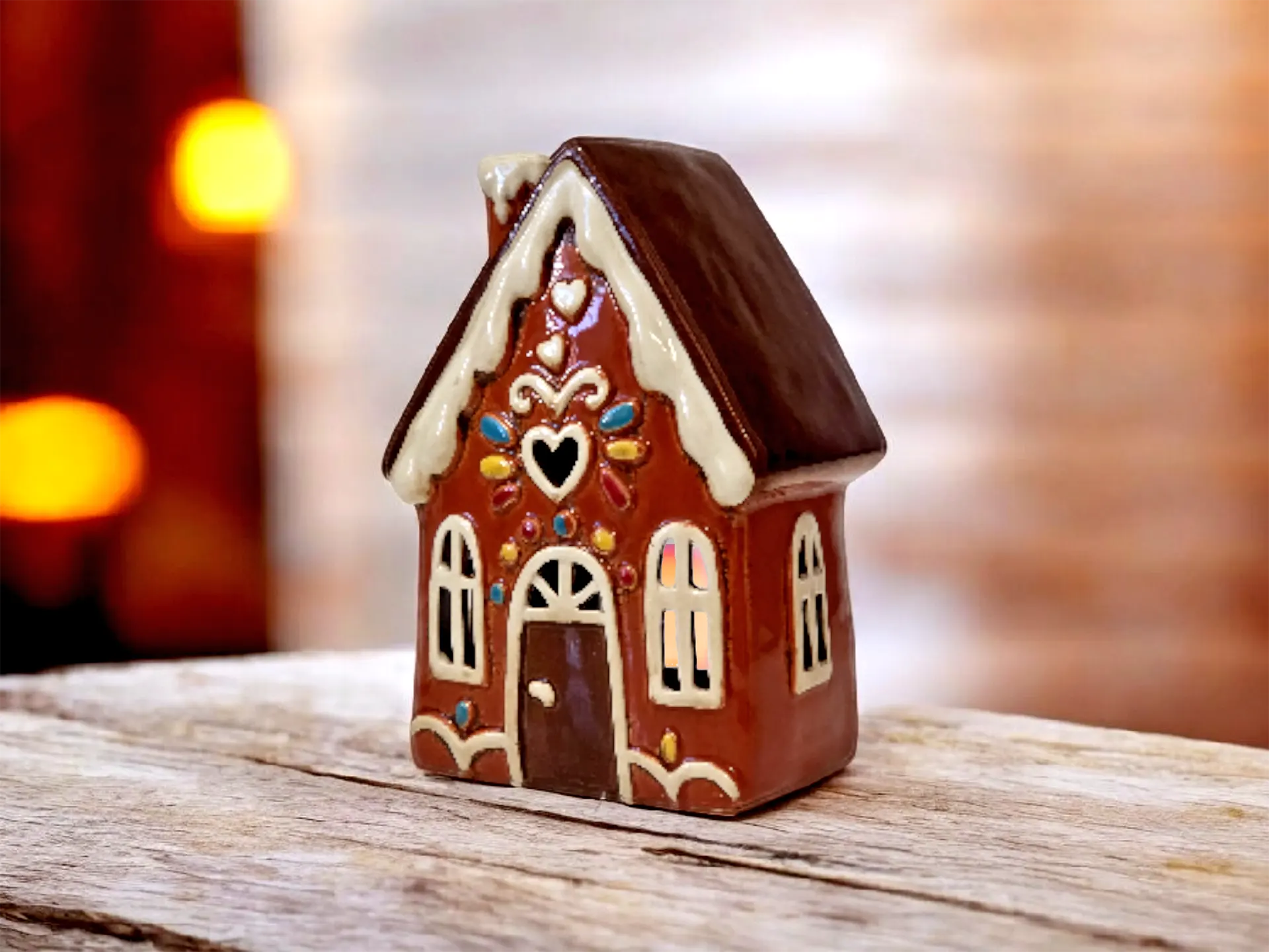 Village Pottery Teelichthalter Sweet Gingerbread House aus Keramik