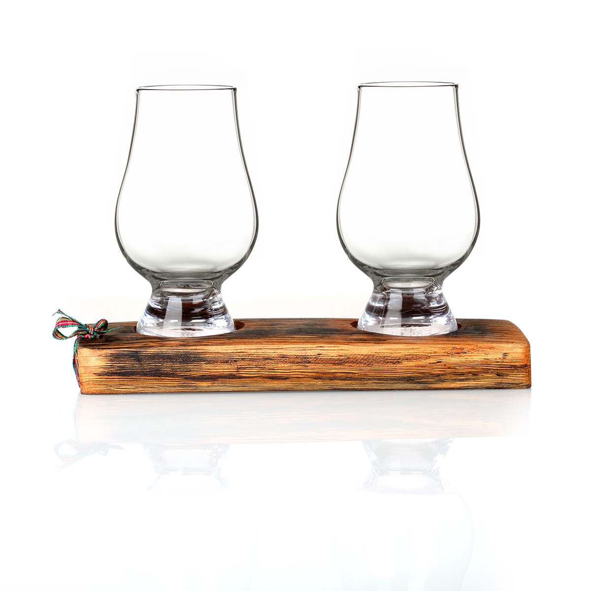 Whisky Fass Tasting Tray / Barrel Plinth aus Eiche mit 2 Gencairn Gläsern