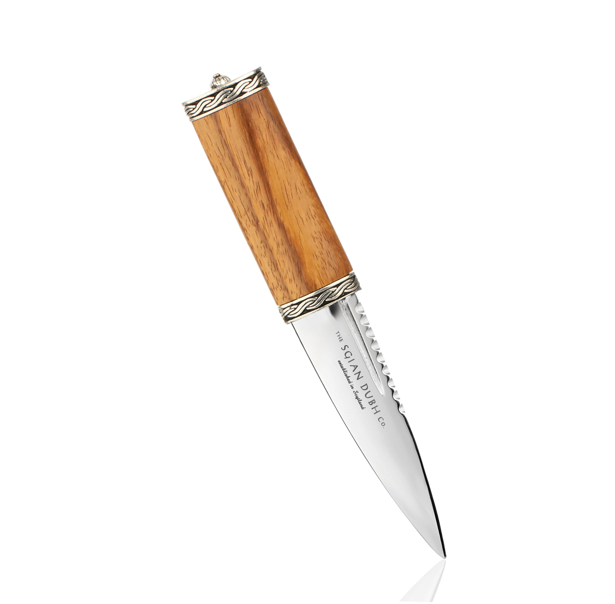 Torridon-Rosewood-Celtic-Sgian-Dubh-000 Rosewood Highland Sgian Dubh aus Schottland mit Lederscheide - Palisander & Zinn