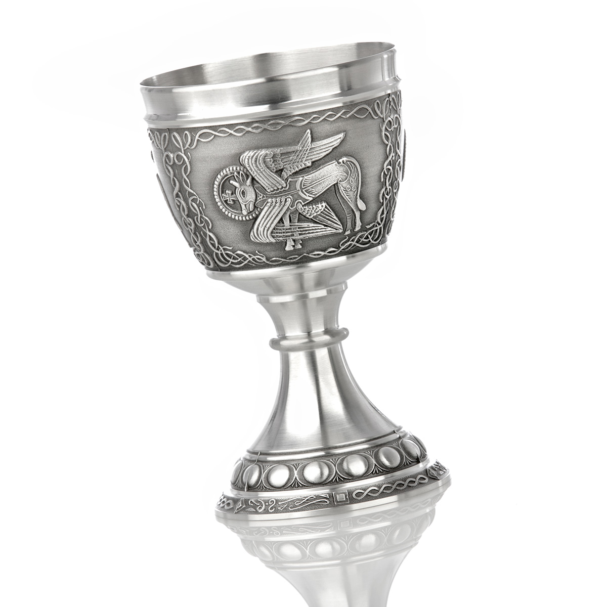 zinnkelch-weinkelch-keltisch-celtic-mittelalter-001 Luke the Ox - keltischer Evangelisten Weinkelch aus Irland