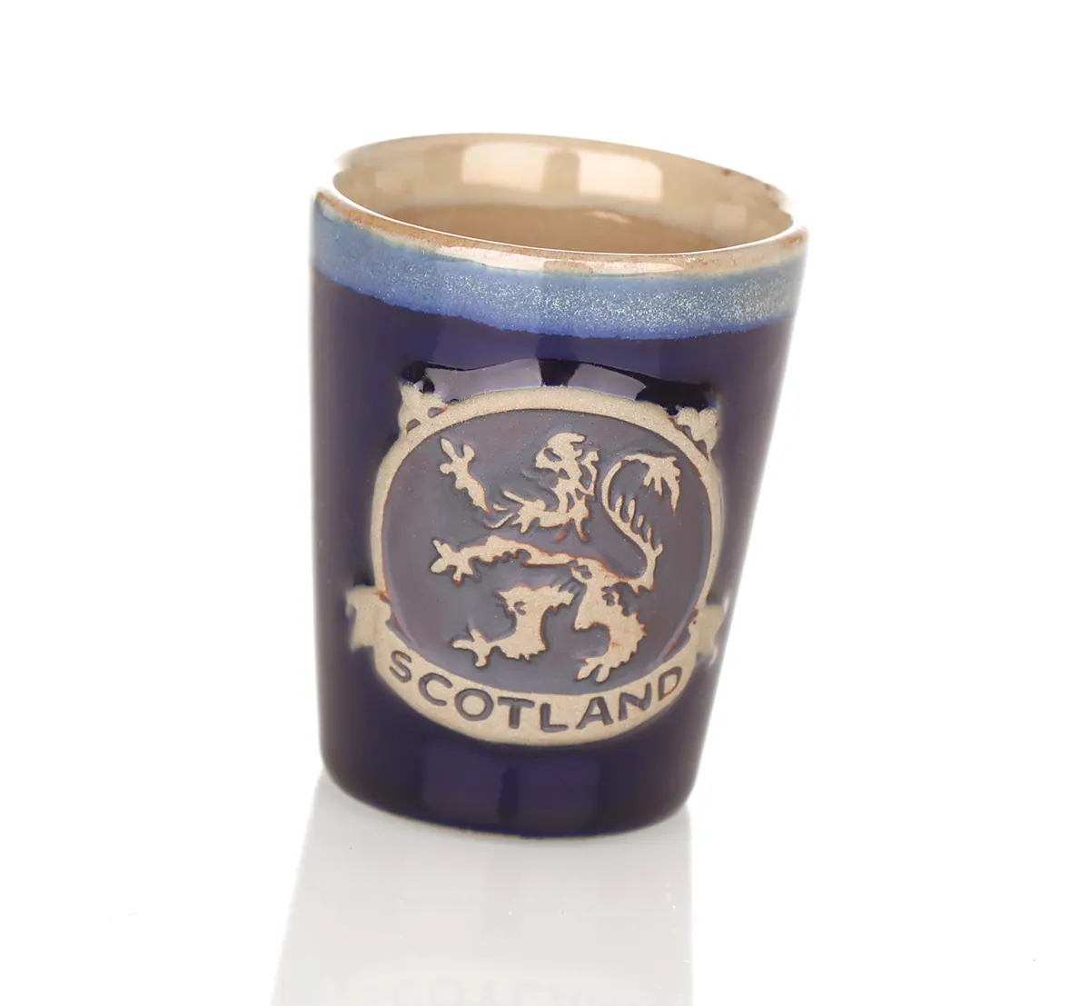 Lion Rampant Stoneware Shot Cup - Blau - Schottischer Löwe Shotbecher