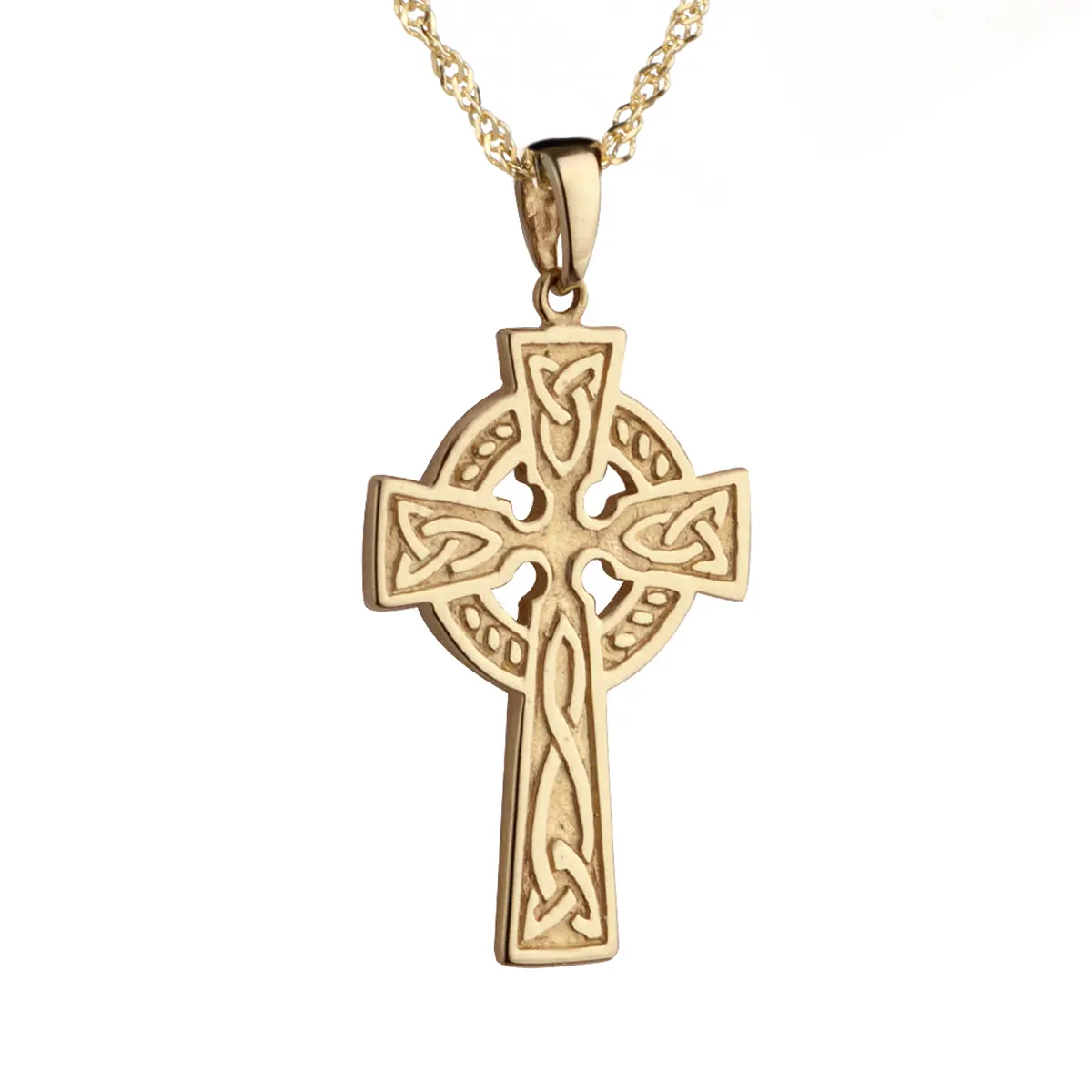 Contemporary Celtic Cross - fein gearbeitetes keltisches Kreuz - 10K Gold