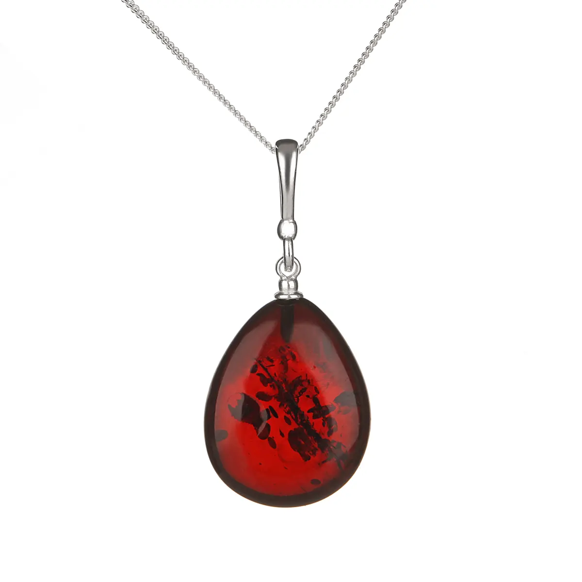  Red Amber Gem - Irischer Anhänger aus rotem Bernstein & Sterling Silber