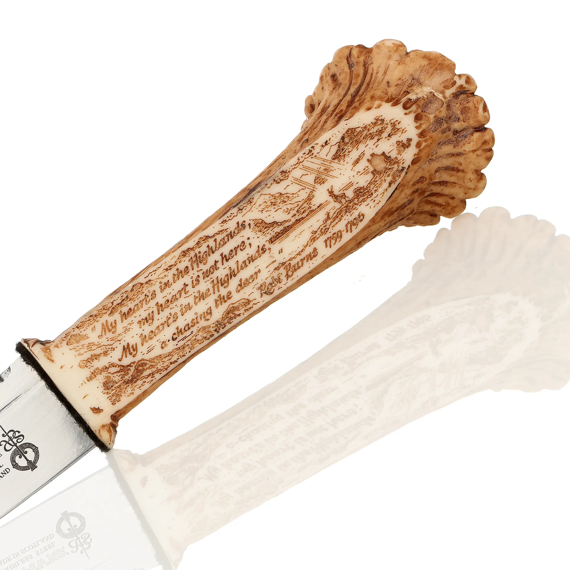 Cairngorm Sgian Dubh in Hirschhorn-Optik mit Kristall – Handgefertigt in Schottland