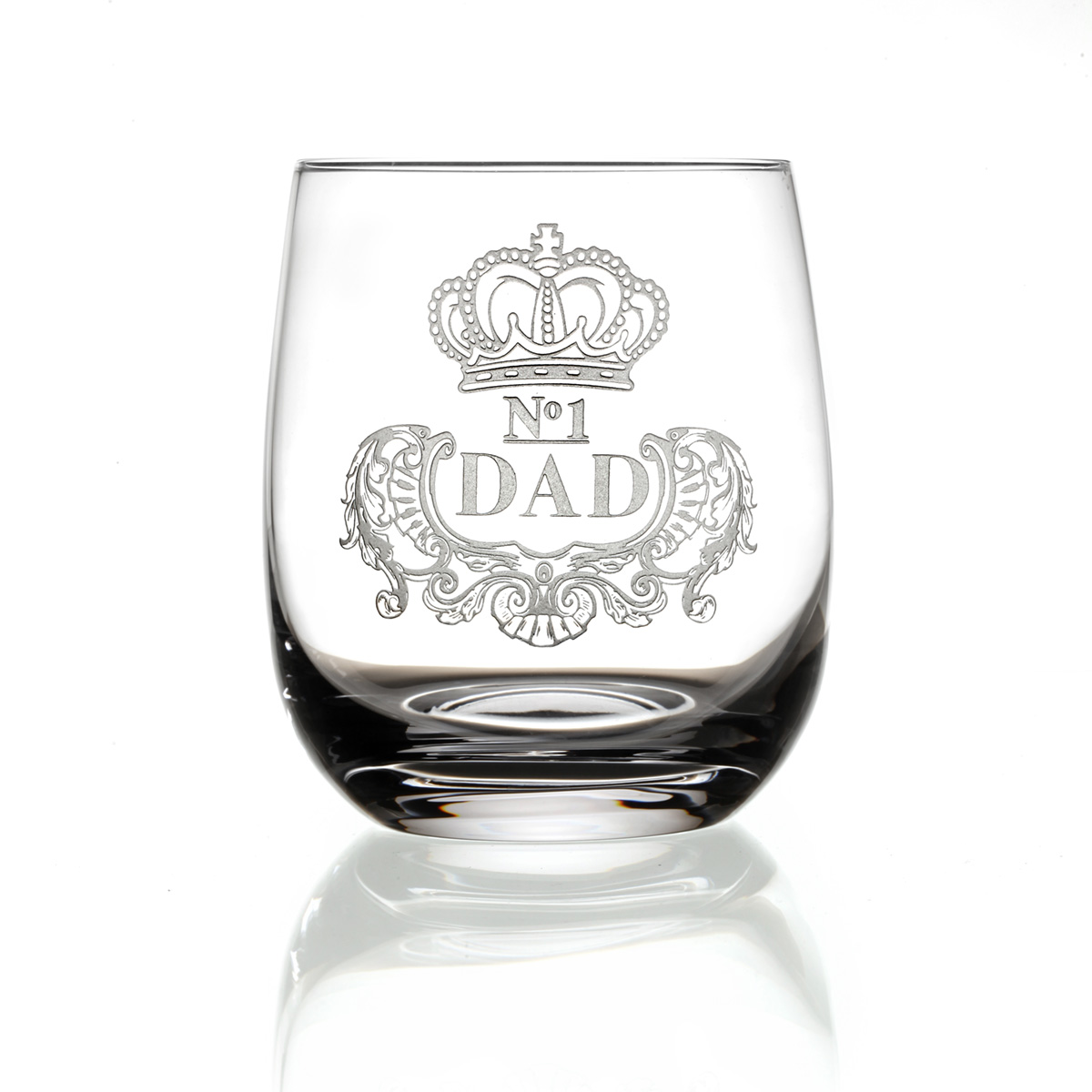 No.1 DAD - Handgefertigter Barrel Whisky Tumbler aus Kristallglas mit Gravur