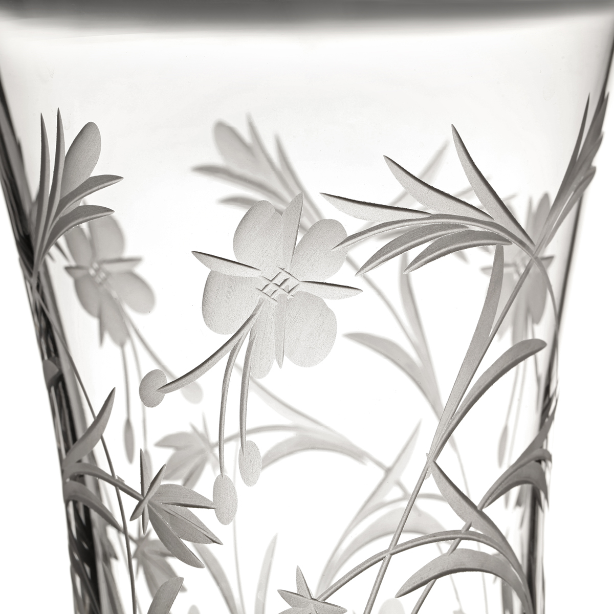 Meadow Flower Flared Vase - Kristallglas mit Wiesenblumen Muster