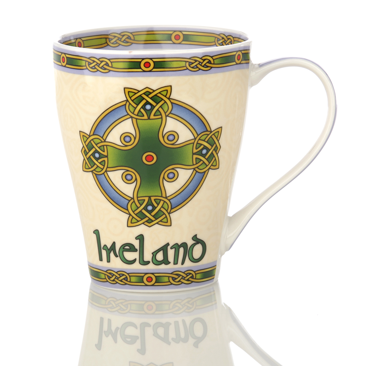 Irish Cross Mug - Kaffeebecher mit keltischem Kreuz & Irland Schriftzug