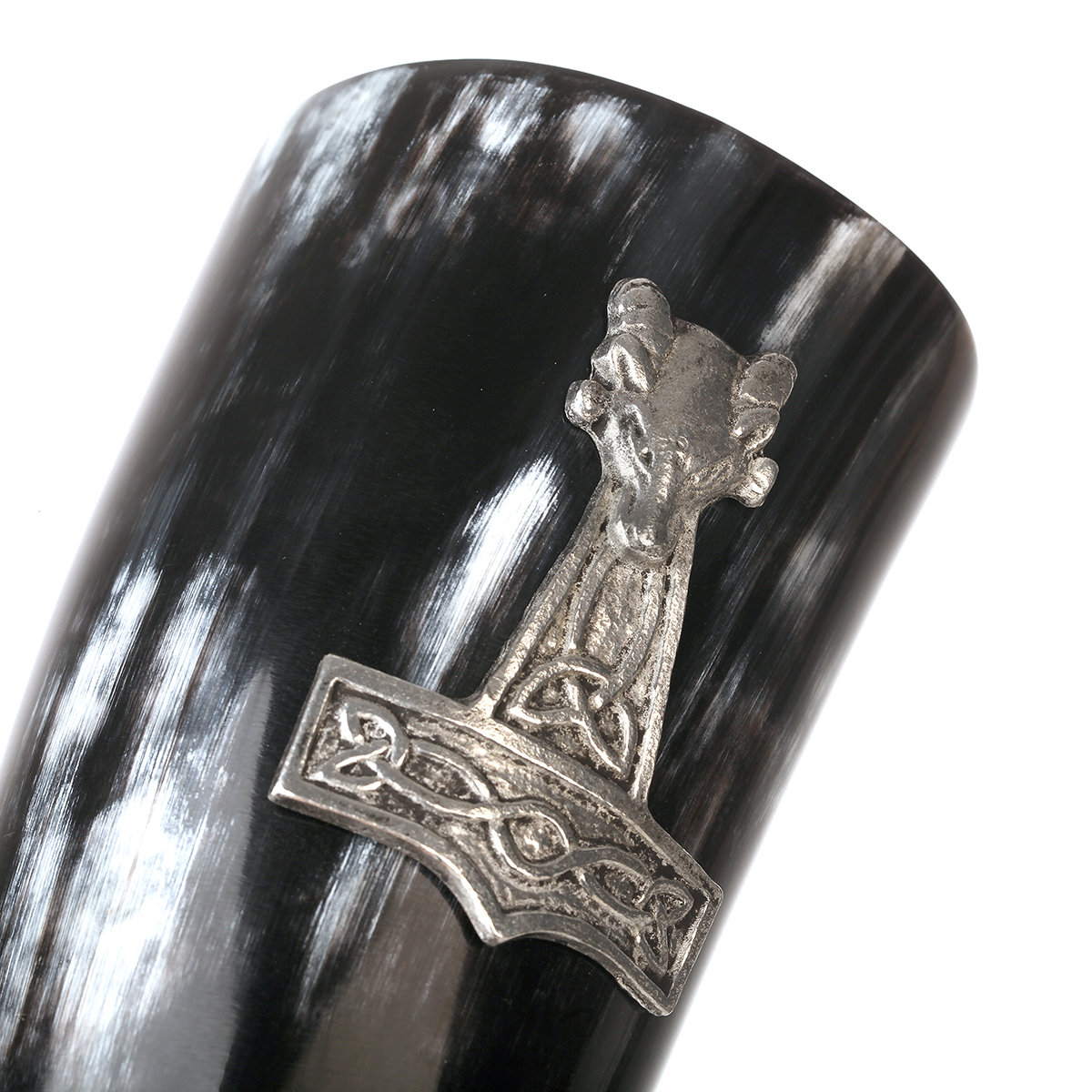 trinkhorn-wikinger-thors-hammer-mjoelnir-004x2FNSsenBtHPS Mjölnir Ziegenkopf - Thors Hammer Trinkhorn aus Rinderhorn - ca 0,5 Liter