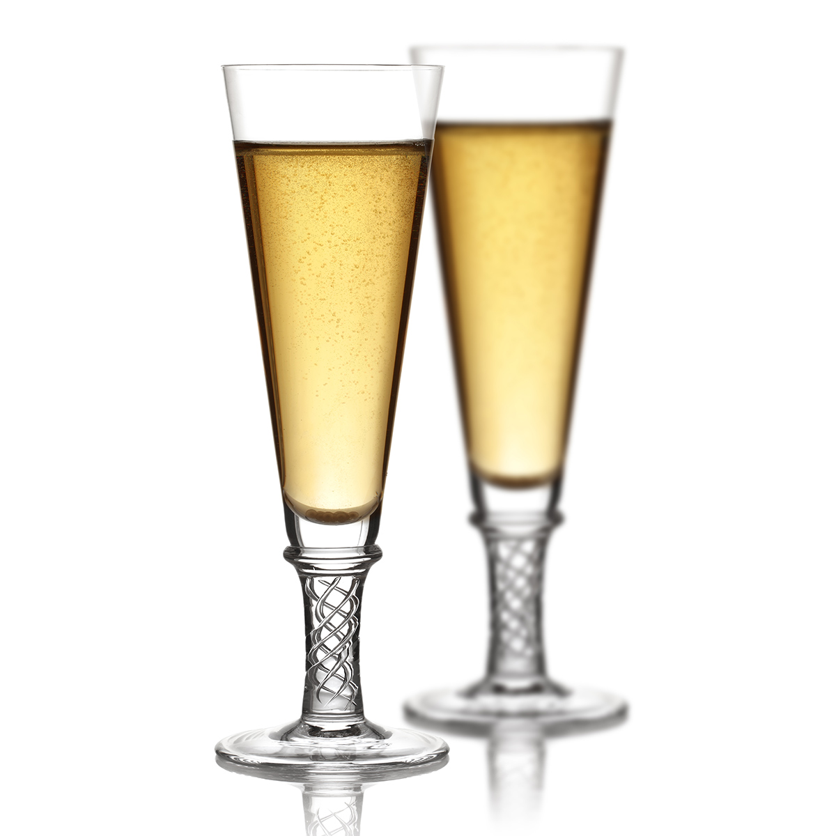 2 Jakobiten Champagnergläser / Sektgläser - Kristallglas aus Schottland